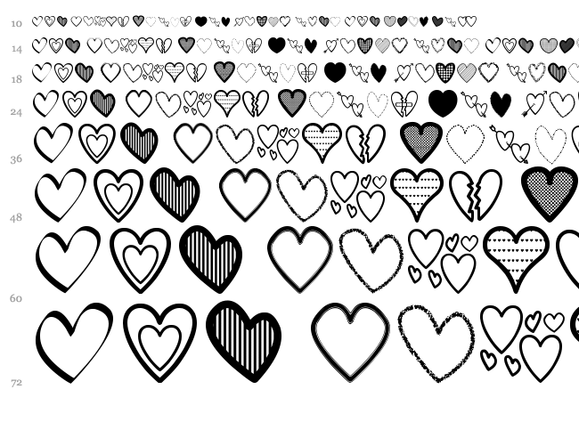 Hearts ST font waterfall